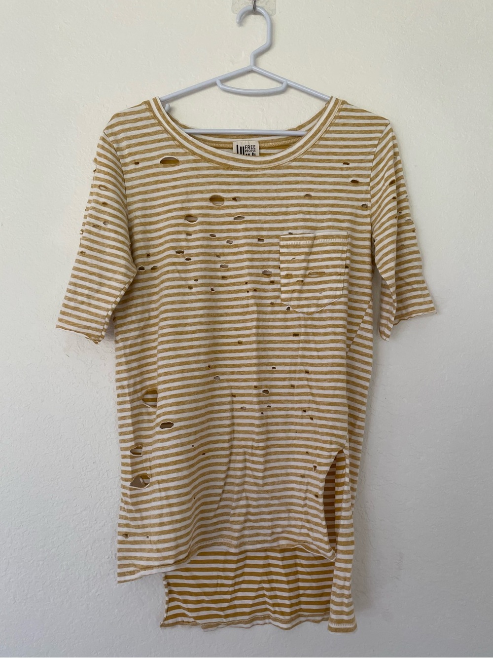 100% cotton asymmetrical distressed tee